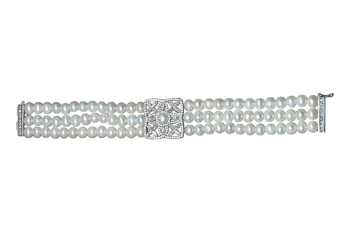 925 Sterling Silver White Pearl Wristband - 2