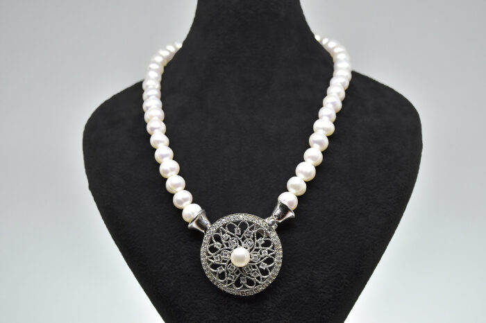 Ahsen 925 Sterling Silver White Pearl Necklace AH-0019 - 1