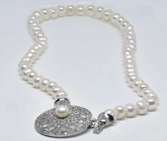 Ahsen 925 Sterling Silver White Pearl Necklace AH-0019 - 2