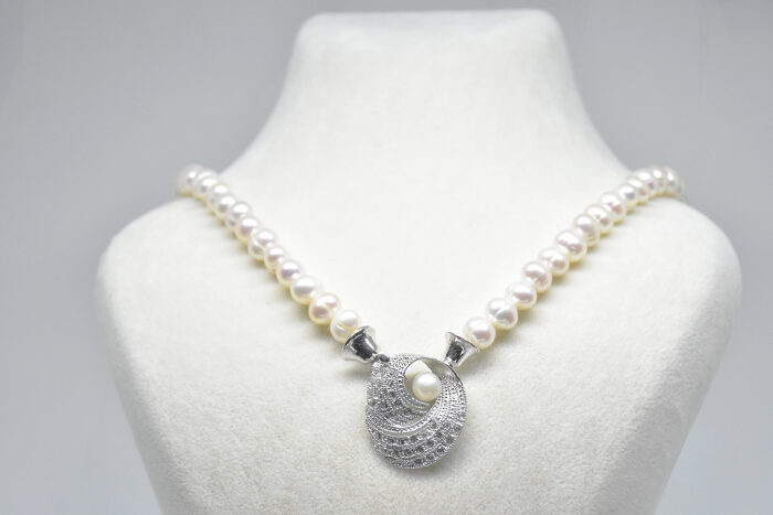 Ahsen 925 Sterling Silver White Pearl Necklace AH-0042 - 1