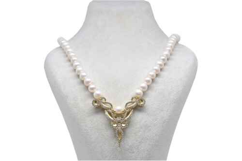 Ahsen 925 Sterling Silver White Pearl Necklace AH-0082 - 1