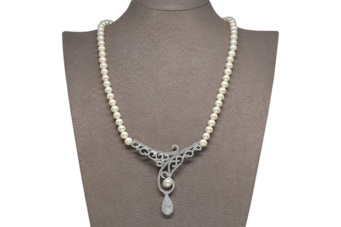 Ahsen 925 Sterling Silver White Pearl Necklace AH-0105 - 1