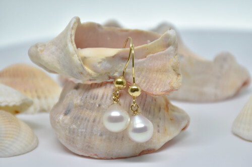 Golden Natural Pearl Earring AH-0061 - 5